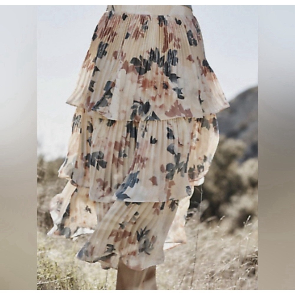 Ryegrass Tiered Pleated Floral Skirt – Soft Romantic Core |NWT Size XL 0694